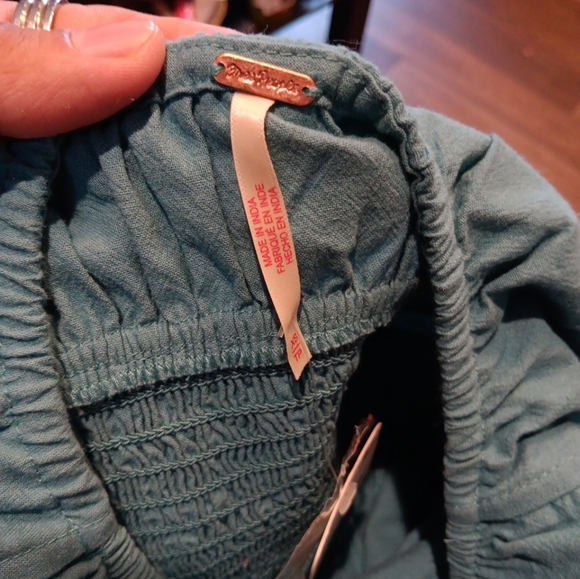 Free People Blue Ruffled Cap Sleeve Crop Top New - Picture 4 of 4